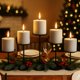 thumbnail image 4 of Candle Holder Wax Centerpiece Set of 5 Plate for Tables or Floor with Black Iron, 4 of 6