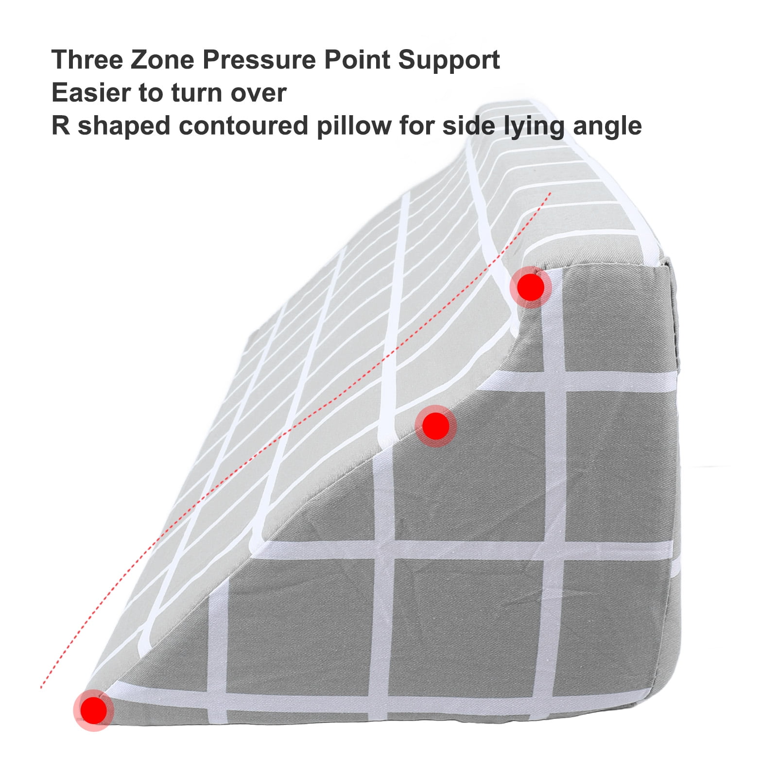 Nieyigj Premium Wedge Pillow Triangle Shaped Concealed Zipper High Density Foam Padding Wedges Body Positioner Support Cushion for Elder and Pregnant Women Bedridden Patients Grey Plaid 19.68 inches