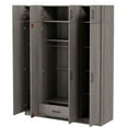 thumbnail image 5 of MODERNLUXE 3 Door Wardrobe Closet with 1 Drawer,Wooden Clothing Storage Cabinet with Hanging Rod,Top Cabinet and Shelves for Bedroom, Gray, 5 of 8
