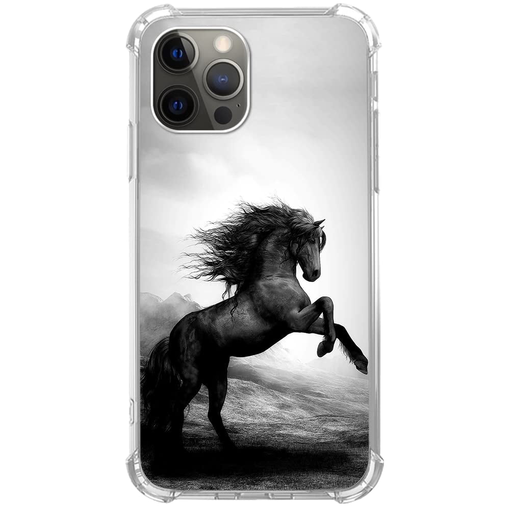 Black Wild Horse Case for iPhone 13 Pro Max,Aesthetic Art Design TPU