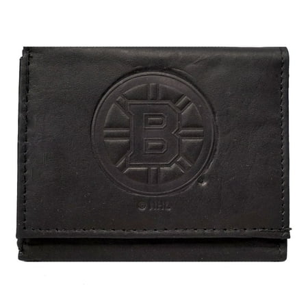- Boston Bruins NHL Embossed Logo Black Leather Trifold Wallet