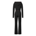 thumbnail image 4 of Women's Set Texture Striped Hooded Tops And Flare Pants Suits 2024 Fall Casual Street 2 Piece Sets Two Piece Pants Set Women Wedding Pant Suits Petite Size Women Dress Suits Set Petite Pant Suits for, 4 of 6