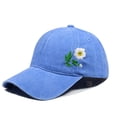 thumbnail image 2 of HuangHuanChen Baseball Cap Unisex Everyday Hat for Sun Protection, Breathable Adjustable Classic Fit Embroidered Flower Baseball Cap Sun Hat Light Blue One Size, 2 of 5
