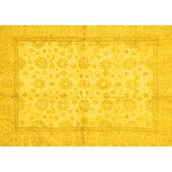 Ahgly Company Indoor Rectangle Oriental Yellow Traditional Area Rugs, 6' x 9'