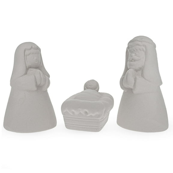 Blank Unpainted White Ceramic Nativity Scene Christmas Figurines 3.3 Inches