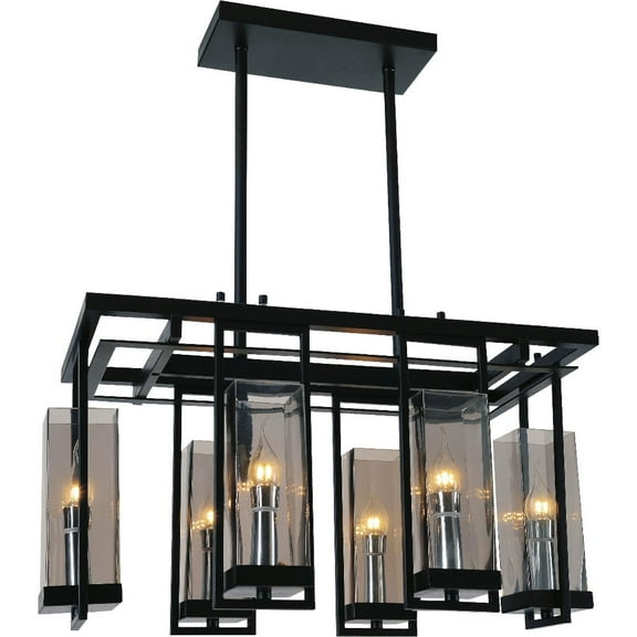 CWI Lighting Vanna 6 Light Up Contemporary Metal Chandelier in Black