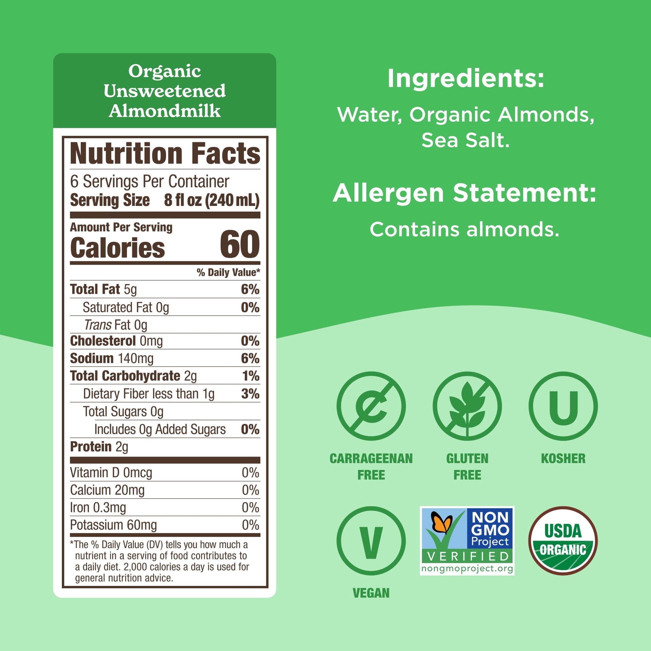 Califia Farms Organic Unsweetened Almond Milk, Refrigerated 48 fl oz Plastic Bottle