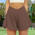 thumbnail image 2 of Comdrip Running Shorts for Women, Ladies' Butterfly Shorts with Pocket Sports Shorts 2 in 1 Elegant Running Shorts Casual Shorts Ruffle Shorts Women Brown L, 2 of 5
