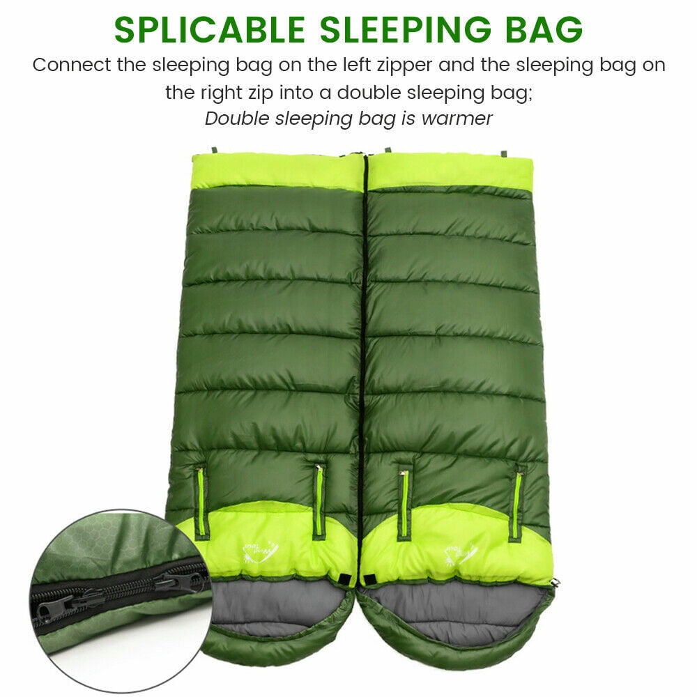 CJC Wearable Sleeping Bag for Adults and Kids Winter Temp Range (5°F to 50°F) Cold Weather Waterproof Sleeping Bag With Zipper for 3-4 Season Camping Climbing Outdoor, Green, Right zipper