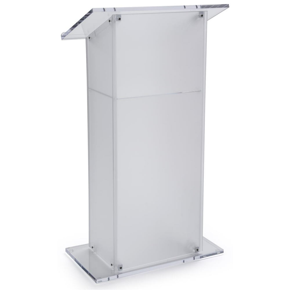 Displays2go Plexiglass Podium, Floor Standing, Frosted Acrylic Clear