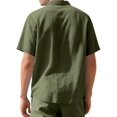 thumbnail image 4 of Men Linen Shirts Cotton Hawaiian Shirts Short Sleeve Button Down Shirts Casual Summer Beach Tops Green M, 4 of 5
