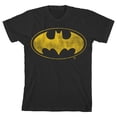 thumbnail image 6 of Batman Distressed Yellow Logo Boy's Black T-shirt-XL, 6 of 7