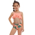 thumbnail image 2 of KYAIGUO Kids Toddler Girls Sleeveless Swimsuit Baby Summer Beach Rash Guard Swimwear Two Piece Ruffle Sunsuit Bathing Suit for 2-12T, 2 of 11