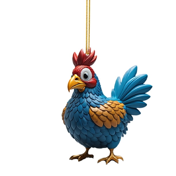 RKSTN christmas ornaments Cute Rooster Car Pendant Home Tree Decoration, Christmas Tree Ornament, Home Decor 1PC