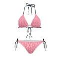 thumbnail image 3 of Suhoaziia Women Swimsuit with Tummy Control Lightweight Casual Bikini Underwear,Breast Cancer Awareness Ruched Tie Knot Halter Ruched High Cut 2 Piece Bikini Swimsuit Size XL, 3 of 6