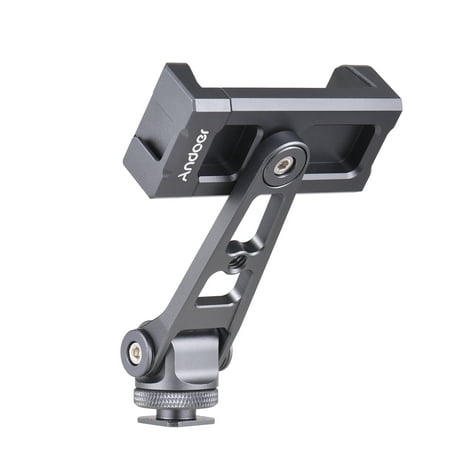 Image of Phone Holder Clamp Phone Tripod Mount Aluminum Alloy 360° Rotatable with Dual Cold Shoe Mounts Replacement for 14/13/12/11 Phone Vlog Selfie Live Streaming Video