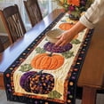 thumbnail image 3 of Halloween Quilted Pumpkin Table Runner 14x48in Reversible Fall Harvest Decor with Smiling Jack-O-Lantern Witch Hat for Dining Kitchen Mantel Home Accent, 3 of 6