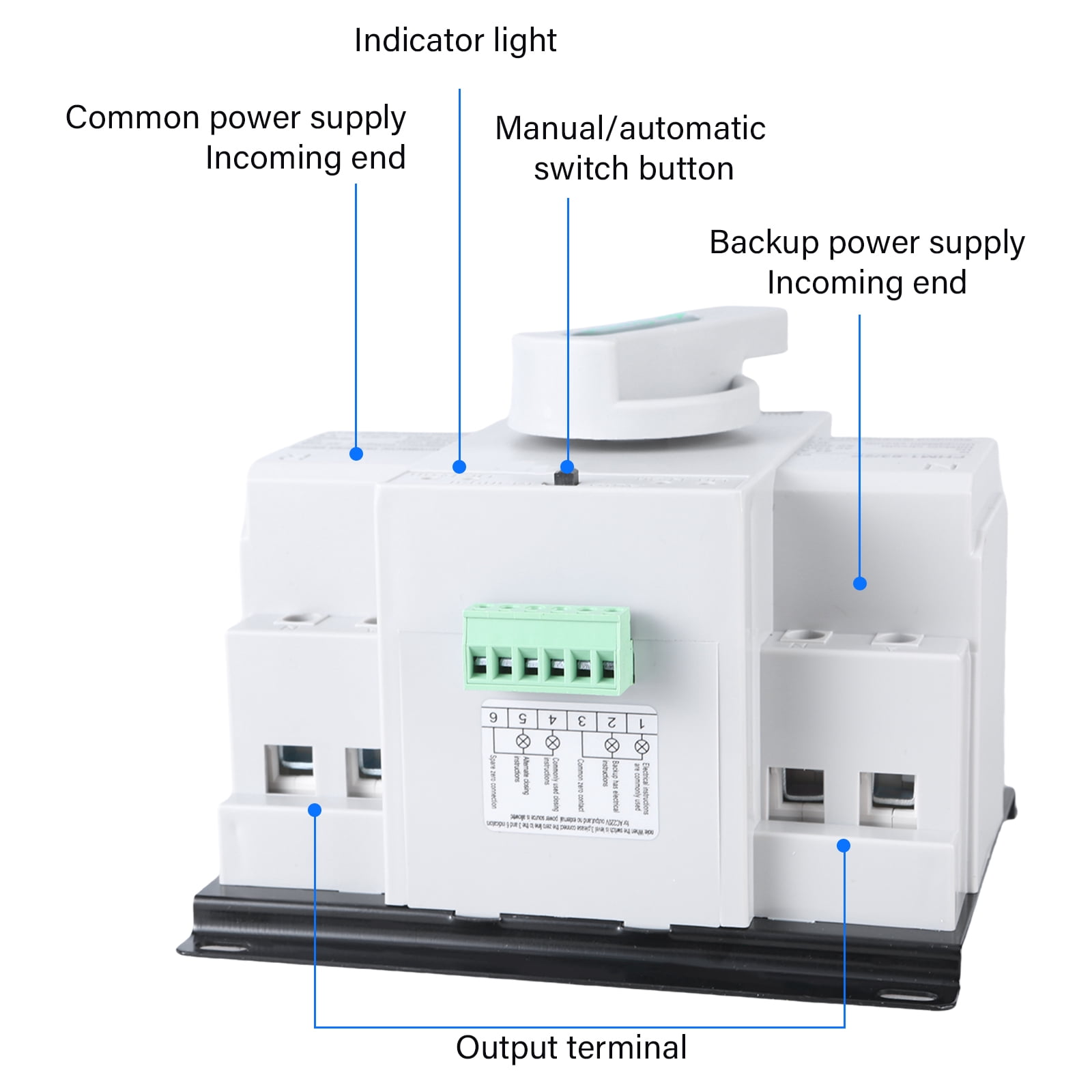 220V/110V Miniatures Circuit Breaking 2 Power 63A Automatic Transfer Switches Simple Operate for Home Electrical Safety