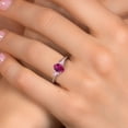 thumbnail image 4 of Gem Stone King 925 Sterling Silver Red Created Ruby and Pink Lab Grown Diamond Engagement Ring for Women | 1.21 Cttw | Oval 7X5MM | Gemstone July Birthstone | Size 6, 4 of 6