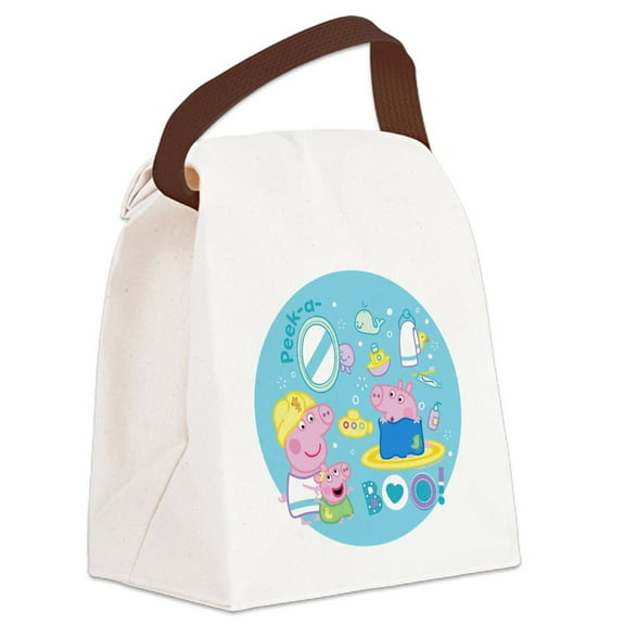 CafePress - Peppa Pig: Bath Time - Canvas Lunch Bag with Strap Handle