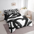 thumbnail image 3 of Homewish Black Stripes 7 Pieces Bedding Comforter Set for Teens Boys Girls,Geometric Lines Full Bedding Set Lightweight,Vintage Aesthetic Fitted Sheet Flat Sheet,Breathable Home Decor,Reversible, 3 of 8
