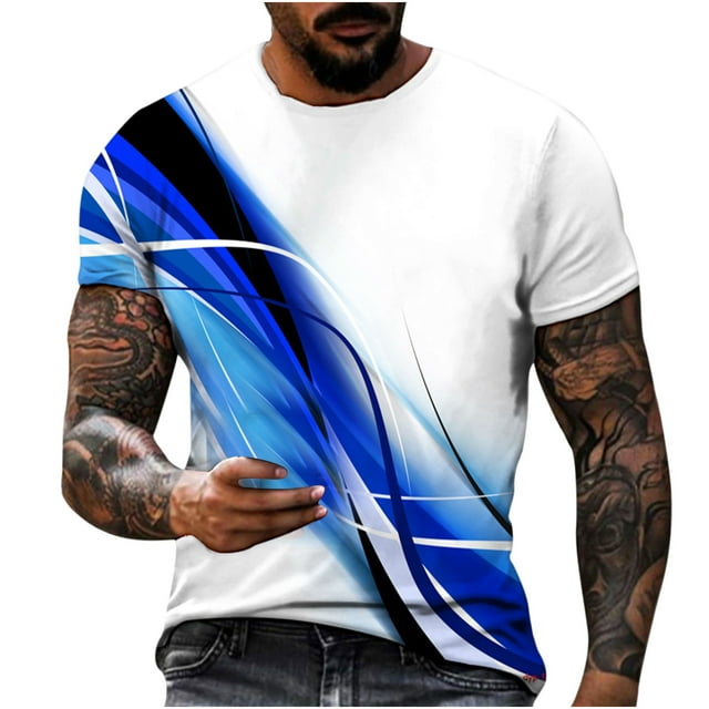 LSLJS T-Shirts pour Hommes Unisexes Décontractés Col Rond Impression Numérique 3D Chandail T Shirt Entraînement Physique Sports Manches Courtes Shirt Hauts