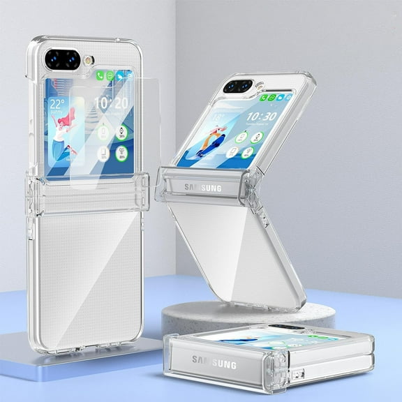 Decase New Clear Case for Samsung Galaxy Z Flip 5 with Hinge Protection & Small Screen Protector,Minimalist Ultra Slim Transparent Shockproof Phone Case Cover for Samsung Galaxy Z Flip 5 5G 2023,Clear