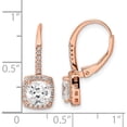 thumbnail image 3 of Sterling Silver Rose-Tone Polished Princess Cut Cz Leverback Earrings (21.32 X 8.17) Made In China qe16249, 3 of 5