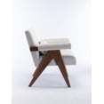 thumbnail image 5 of Accent Chair, Mid-Century Modern Armchair with Pillow Upholstered Lounge Arm Chair with Solid Wood Frame & Soft Cushion for Living Room, Bedroom, Belcony, Cream, 5 of 7