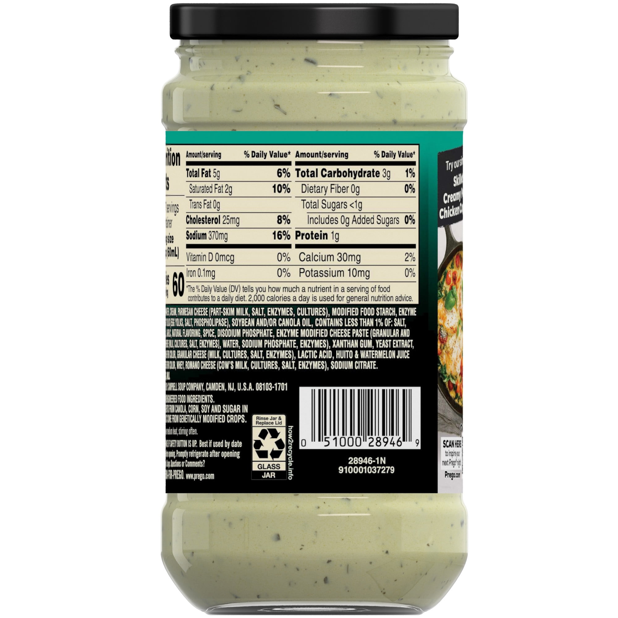 Prego Creamy Parmesan Pesto Pasta Sauce, 14.5 oz Jar