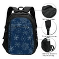 thumbnail image 3 of Daiia Snowflake Dark Blue Pattern USB Charging Backpack for Men and Women, Anti-Theft Backpack,Travel Backpack,School Backpack,College Backpack,Laptop Backpack, 3 of 7