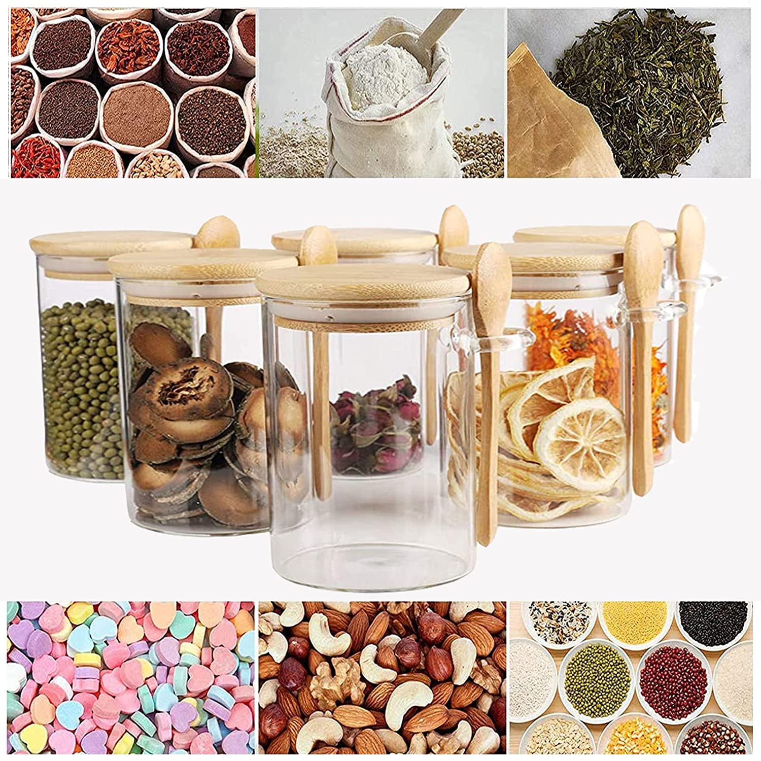 Food Storage Jar, 18.6 FL OZ (550 ML), SEAWAVE Clear Glass Food Storage  Canister/Flour Container