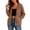 Coffee, variant on Women Full Zip Contrast Stitch Hooded Jacket Long Sleeve Hoodie with Kangaroo Pocket for Daily Casual Outdoor