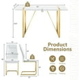 thumbnail image 5 of JUFU 55'' Modern Dining Table Set for 4, White Dining Table with Golden Metal Frame, Rectangular Dining Table with 4 White Faux Leather Chairs, Ideal for Kitchen & Dining Room, 5 of 10