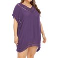 thumbnail image 4 of Jalioing Women's Plus Size Swimsuit Cover Up Crochet V Neck Summer Beach Dress Bating Suit Swimwear Cover Up, 4 of 5