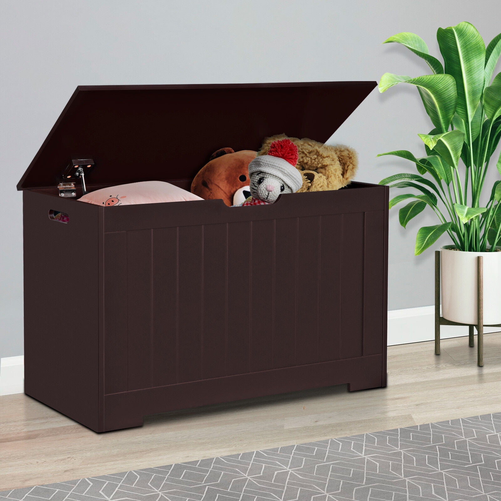 Storage Chest 30" Storage Entryway Bench Toy Chest Box Organizer 2 Safety Hinges