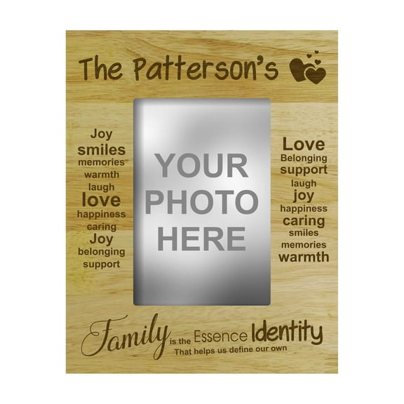 Personalized Wood Engraved Family Picture Frame With Last Name -4 x 6 Inches Horizontal - Customizable Gift