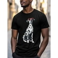 thumbnail image 3 of Dalmatian Dog Men's T Shirts Love Sunglasses T-Shirt for Men Animal Crew Neck Tees Cotton Tops, Black, S, 3 of 7