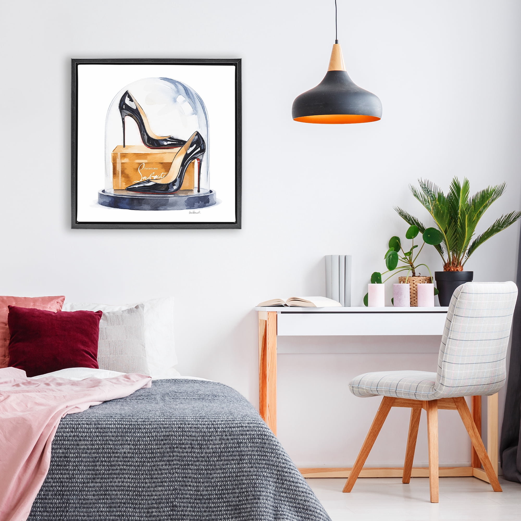 Stupell Industries Black High Heels Dome Black Framed Floater Canvas Wall Art, design by Amanda Greenwood