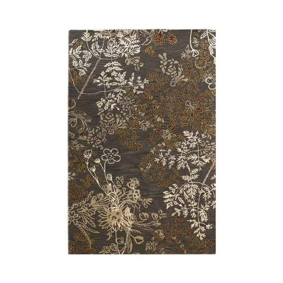 Riverbay Furniture Transitional Camilla Wool 9'x12' Rug in Charcoal and Gold