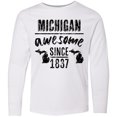 thumbnail image 3 of Inktastic Michigan Awesome Since 1837 Long Sleeve Youth T-Shirt, 3 of 5