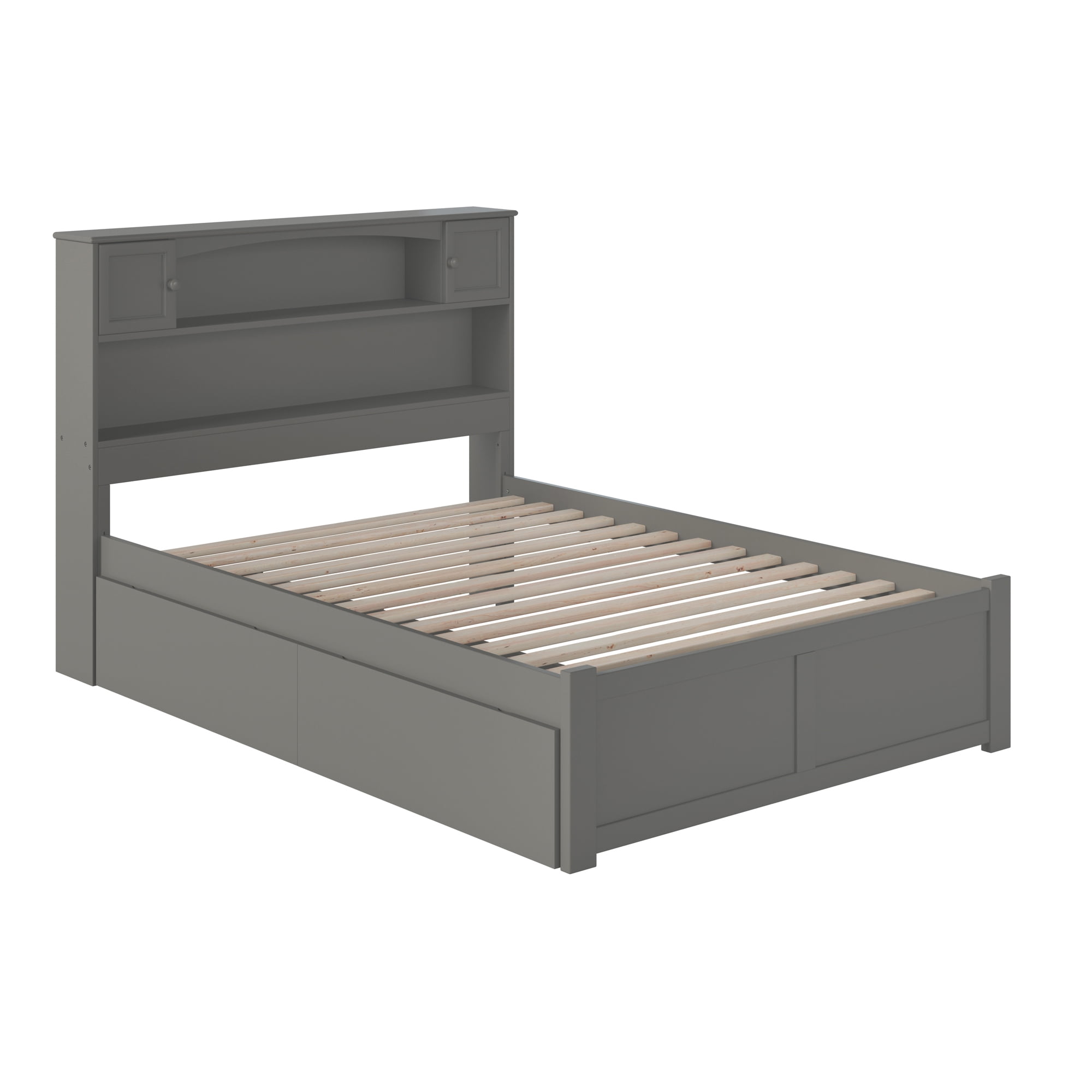 AFI Newport Full Solid Wood Platform Bed with Footboard & 2 Storage Drawers, Grey