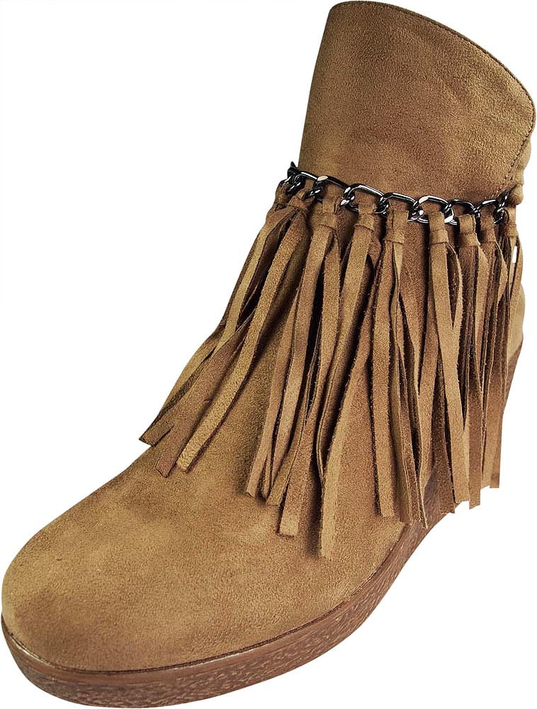 NEW Women's Fashion Fringe Buckle Zipper Wedge Heel Booties Shoes Size 6-10 