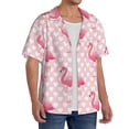 thumbnail image 4 of Easygdp Cute Flamingo with Heart Men's Casual Short-sleeved Shirt with Pocket and Button Suitable for Beach Vacation Leisure - 4X-Large, 4 of 7