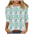 thumbnail image 3 of lcziwo Oversized Sweaters for Women 2025 Easter Eggs Graphic Tees Shirt Casual Crew Neck 3/4 Length Sleeve Tops Cotton Pullover Blouse Multicolor XL, 3 of 6