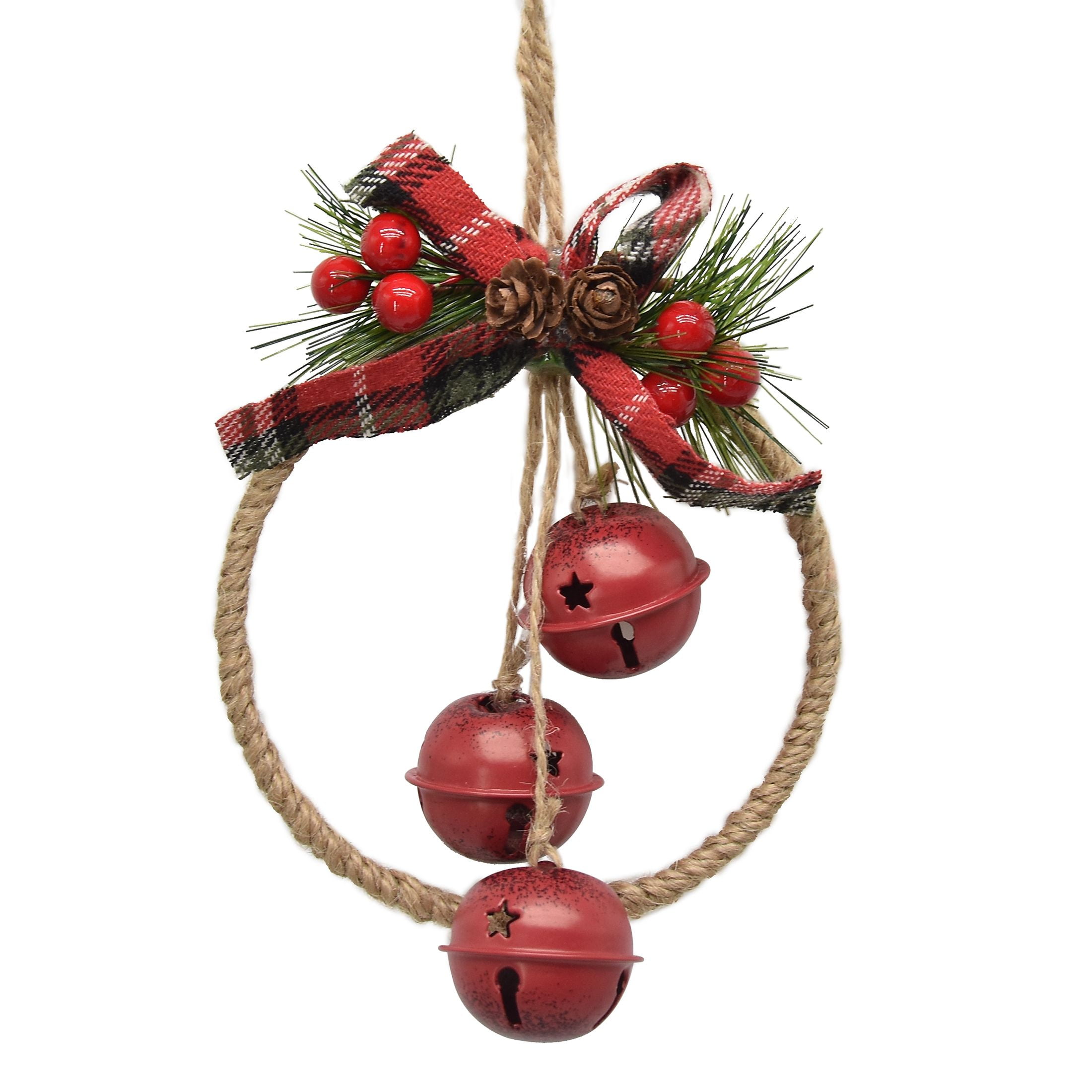 Holiday Time Wreath with Red Bells Ornament