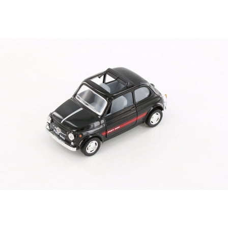 Fiat 500 w/ Sunrroof, Black - Kinsmart 5004D - 1/24 Scale Diecast Model Toy Car