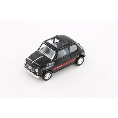 Fiat 500 w/ Sunrroof, Black - Kinsmart 5004D - 1/24 Scale Diecast Model Toy Car