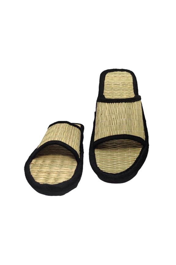 Natural Korai Grass Mat Eco-Friendly Slider for Women & Girl | Osho Slider Stylish Comfortable, Lightweight (Black, Numeric_7)