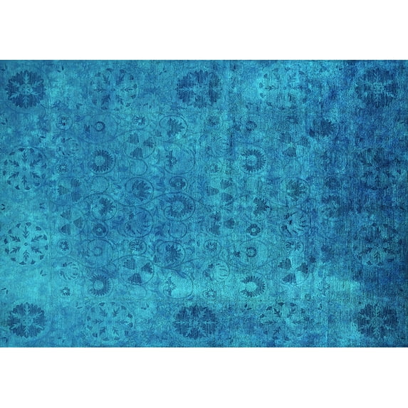 Ahgly Company Indoor Rectangle Oriental Turquoise Blue Industrial Area Rugs, 3' x 5'
